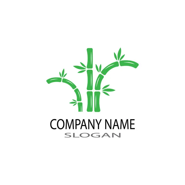 Bamboe logo met groene blad vector pictogram sjabloon — Stockfoto