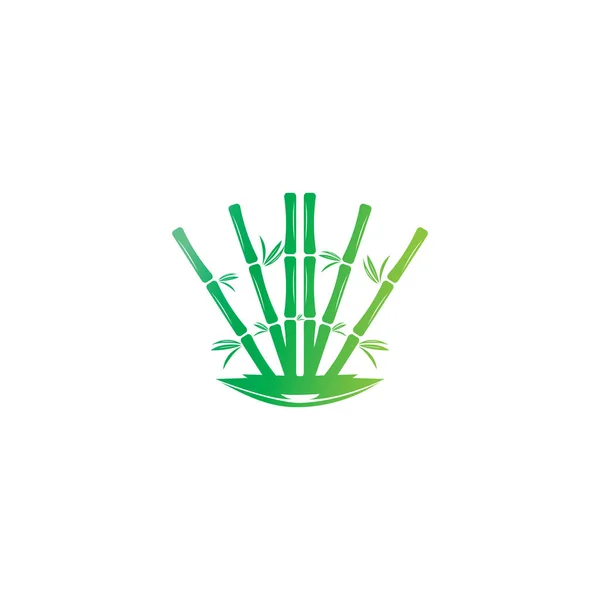 Logotipo de bambú con plantilla de icono de vector de hoja verde — Foto de Stock