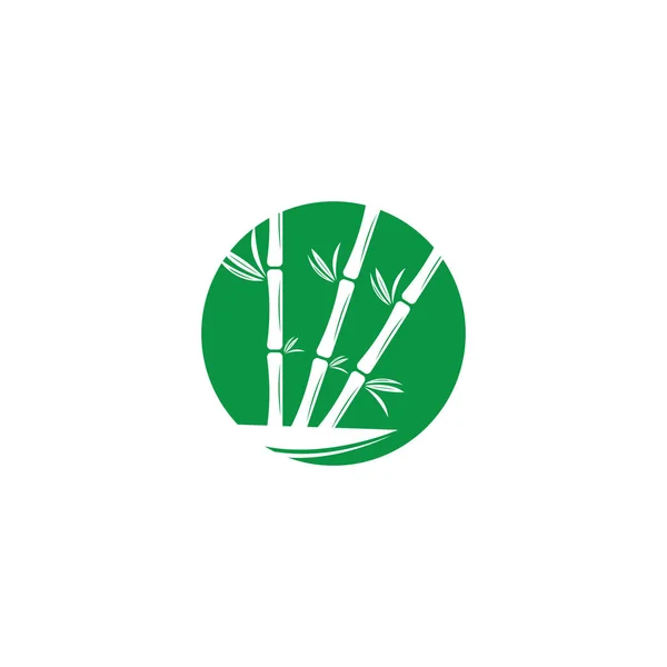 Logotipo de bambú con plantilla de icono de vector de hoja verde —  Fotos de Stock