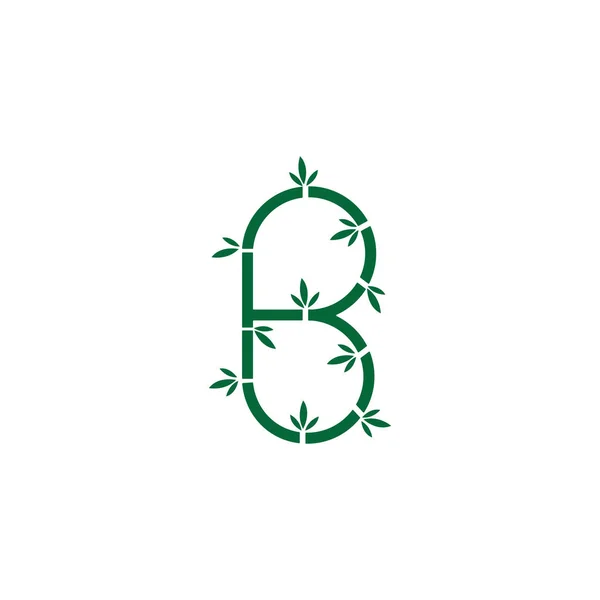 Logo di bambù con modello di icona vettoriale foglia verde — Foto Stock