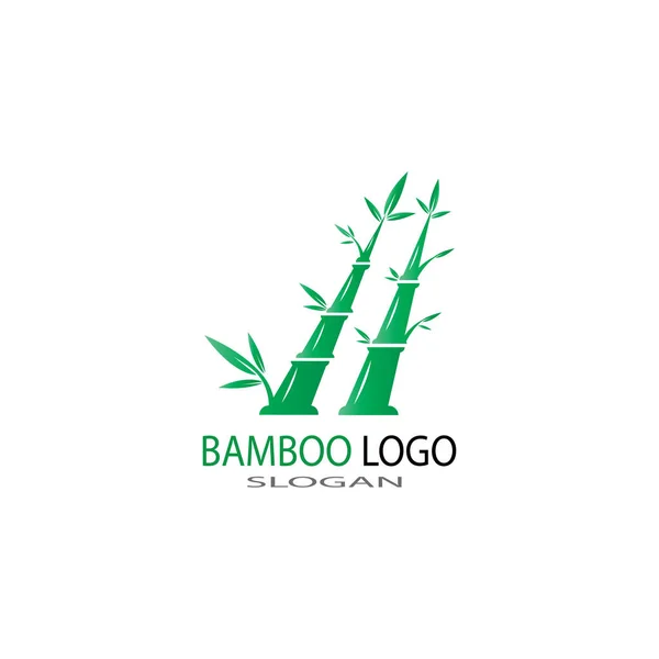Μπαμπού λογότυπο με πράσινο φύλλο διανυσματικό εικονίδιο πρότυπο — Φωτογραφία Αρχείου