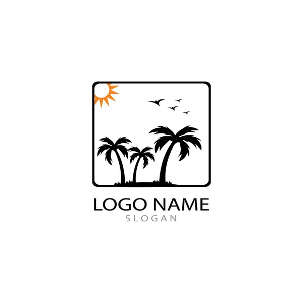 Palme træ sommer logo skabelon vektor illustration - Stock-foto