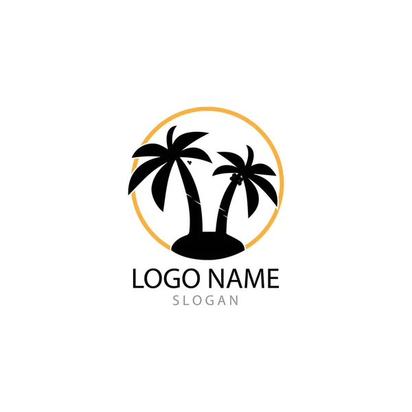 Palm träd sommar logotyp mall vektor illustration — Stockfoto
