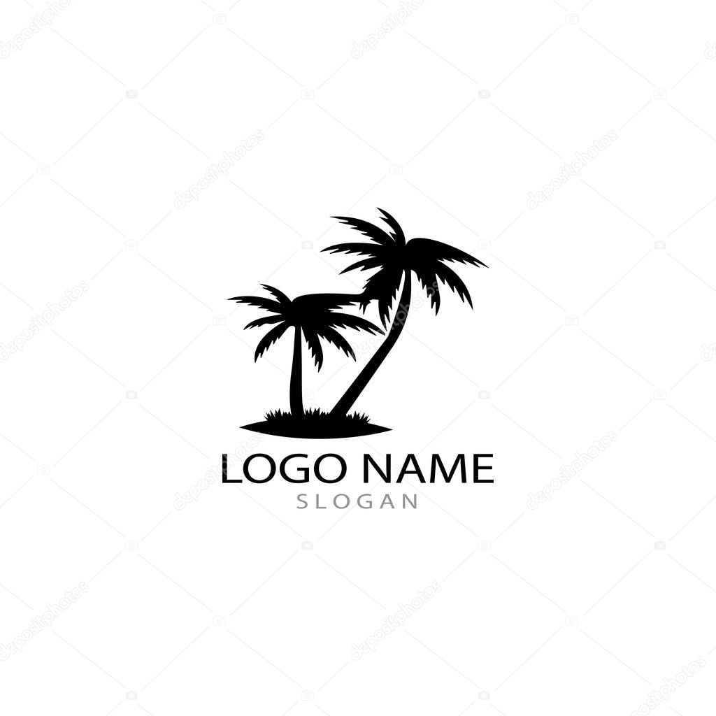 Palm tree summer logo template vector illustration