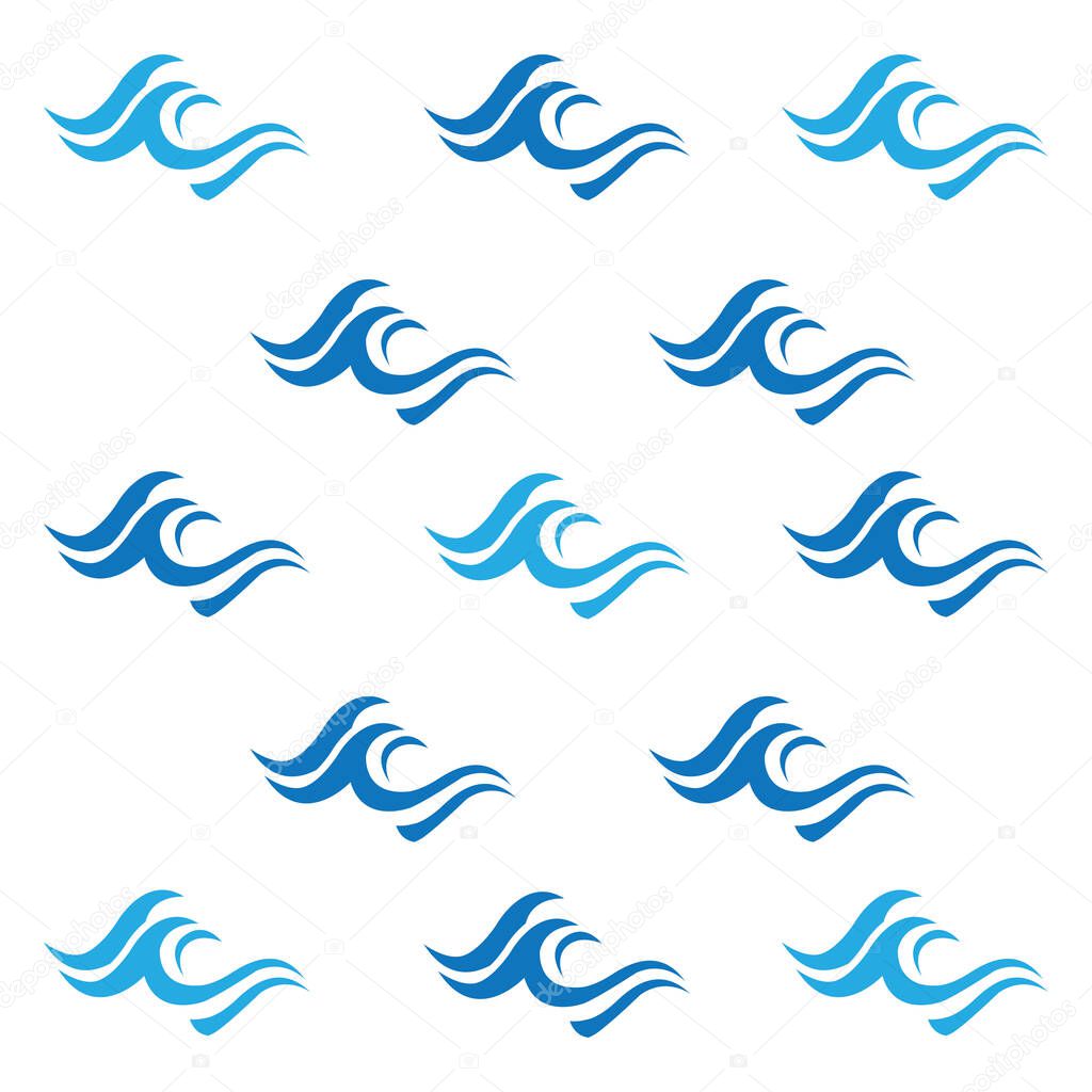 Water wave icon vector illustration design logo