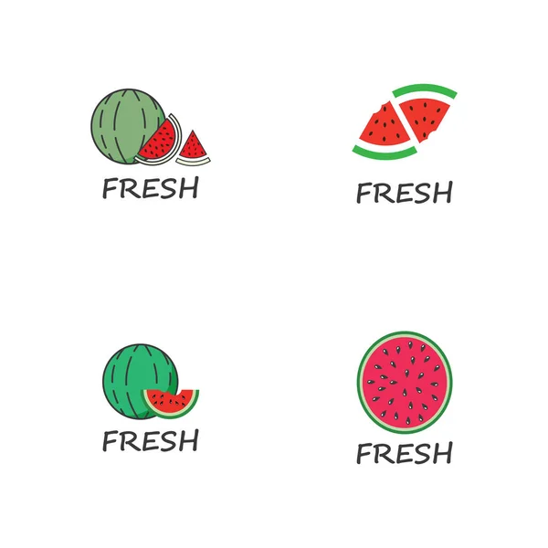 Slice Watermelon Icon Vector Illustration Design Template — Stock Vector