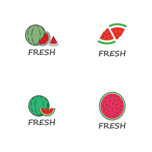 Scheibe Wassermelone Symbol Vektor Illustration Design Vorlage — Stockvektor