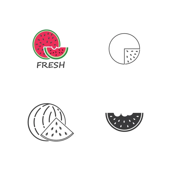 Scheibe Wassermelone Symbol Vektor Illustration Design Vorlage — Stockvektor