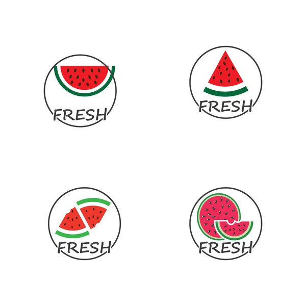 Slice Watermelon Icon Vector Illustration Design Template — Stock Vector