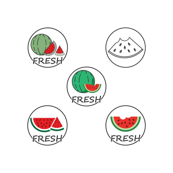 Scheibe Wassermelone Symbol Vektor Illustration Design Vorlage — Stockvektor