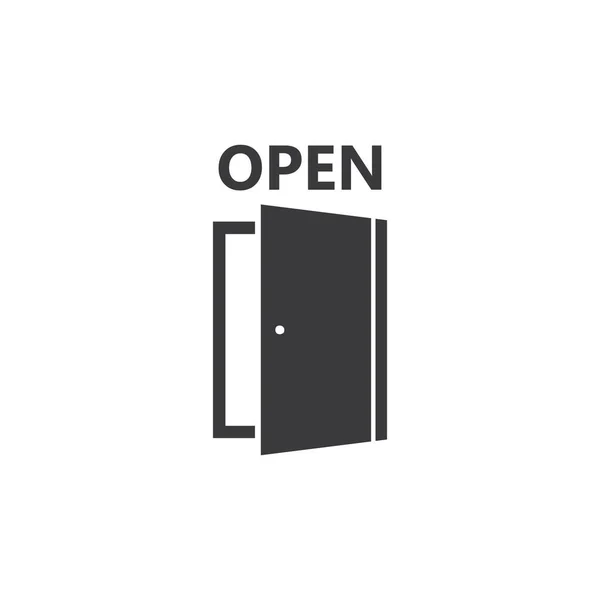 Dveře Ikona Módním Plochém Stylu Izolované Šedém Pozadí Otevřete Symbol — Stockový vektor