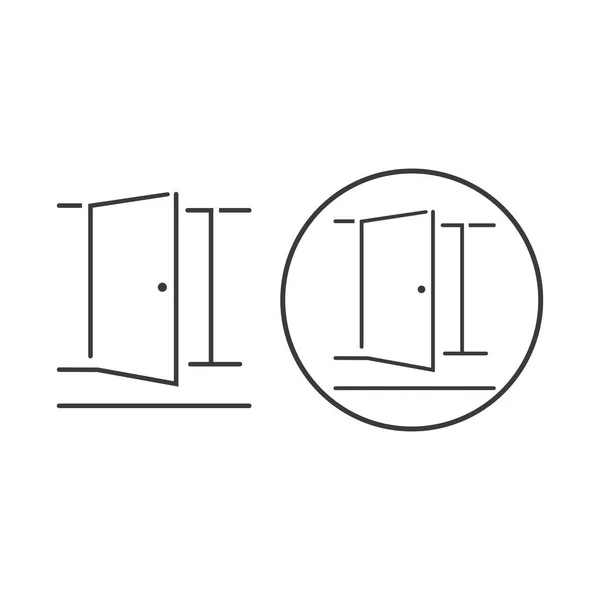 Dörr Ikonen Trendig Platt Stil Isolerad Grå Bakgrund Öppna Dörren — Stock vektor