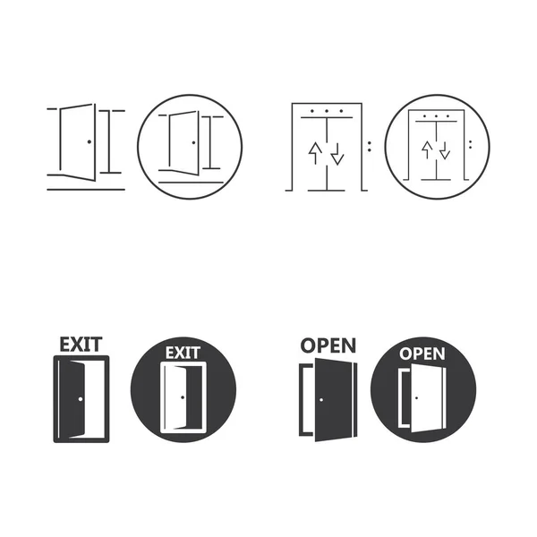 Іконка Дверей Модному Плоскому Стилі Ізольована Сірому Фоні Символ Відкритих — стоковий вектор