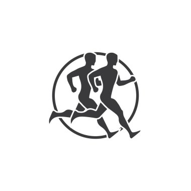 İnsan karakter logosu işareti. Jest illüstrasyon vektör tasarımı çalışıyor