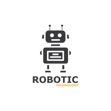Robot simgesi vektör vektör konsepti. Beyaz arkaplanda izole edilmiş modern çizgi karakter çizimi