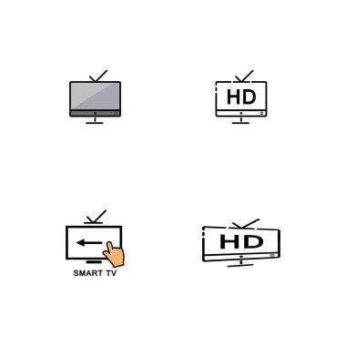 TV, LCD, LED, simge vektör çizim logosunu izleyin