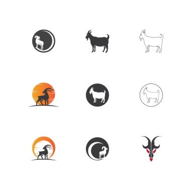 Keçi Logosu Şablon vektör illüstrasyon tasarımı