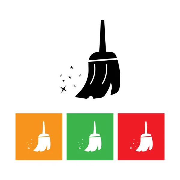 Broom Cleaning Simple Vector Modern Icon Design Illustration — Stock Vector