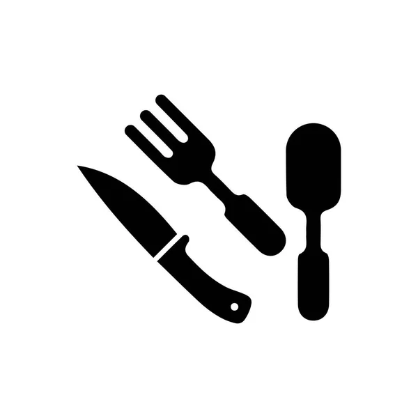 Vork Mes Lepel Pictogram Logo Vector Template Design Voor Restaurant — Stockvector