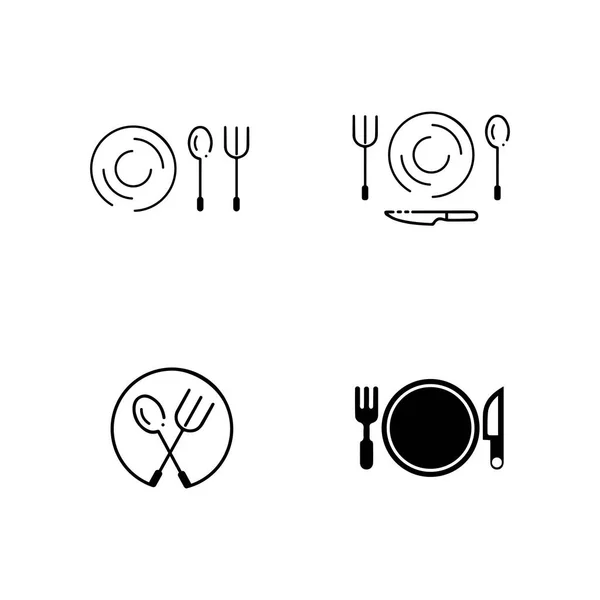 Vork Mes Lepel Pictogram Logo Vector Template Design Voor Restaurant — Stockvector