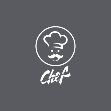 Şapka şefi logo şablonu ve Bıyık vektör resimleme