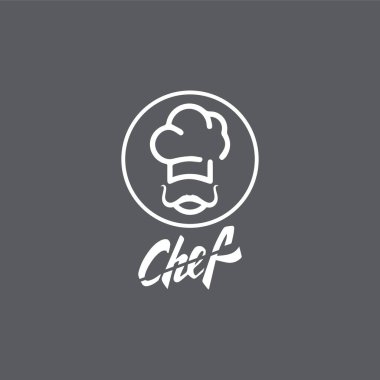 Şapka şefi logo şablonu ve Bıyık vektör resimleme