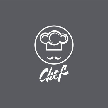 Şapka şefi logo şablonu ve Bıyık vektör resimleme