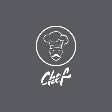 Şapka şefi logo şablonu ve Bıyık vektör resimleme