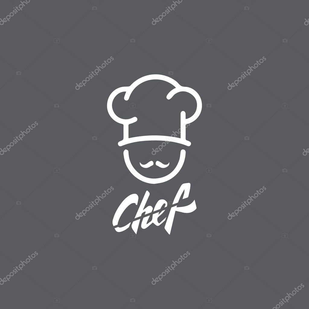 Hat chef logo template and Mustache vector icon  illustration