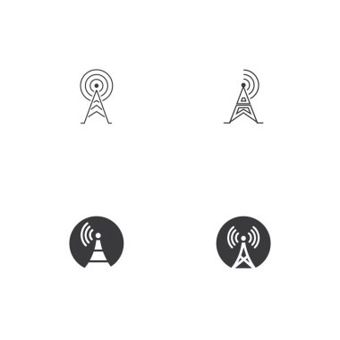Sinyal Kulesi Simge Logo Şablonu Çizim Tasarımı