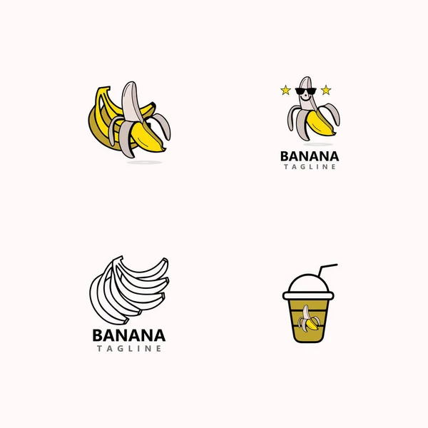 Banán Logó Sablon Vektor Illusztráció Tervezés — Stock Vector