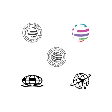 Dünya Logo Şablonu Vektör İllüstrasyon Tasarımı