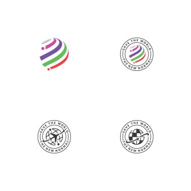 Dünya Logo Şablonu Vektör İllüstrasyon Tasarımı