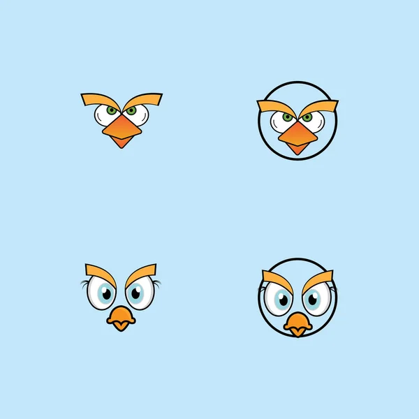 Dibujos Animados Birdies Cara Emoticono Diseño Vector Ilustración — Vector de stock