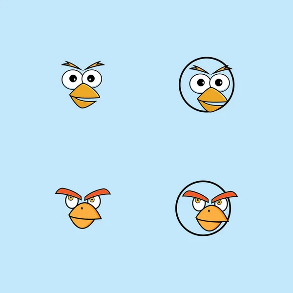 Cartoon Birdies Face Emoticon Design Vector Illustration — Stock Vector