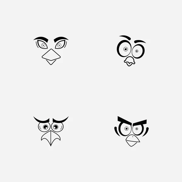 Cartoon Birdies Gezicht Emoticon Ontwerp Vector Illustratie — Stockvector