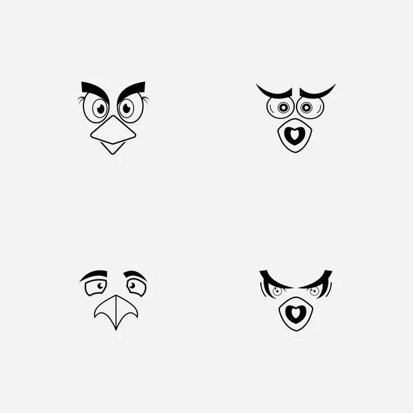 Dibujos Animados Birdies Cara Emoticono Diseño Vector Ilustración — Vector de stock