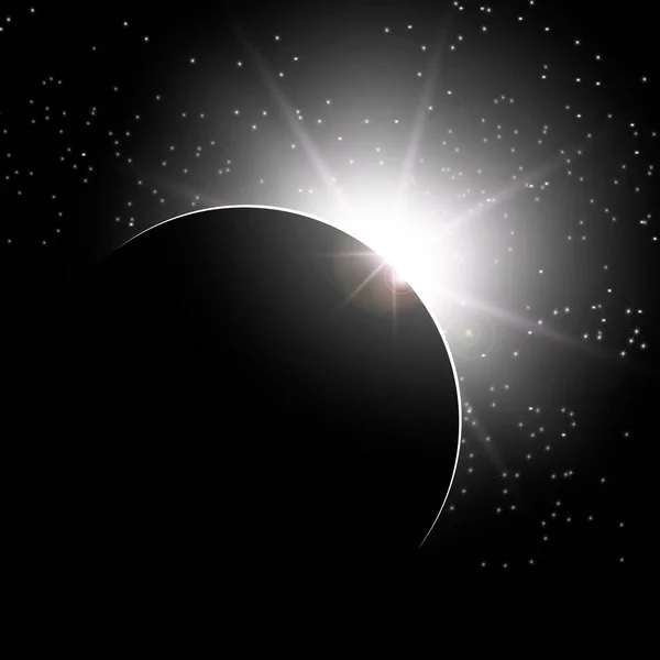 Duvar kağıdı için soyut gün doğumu. Teknoloji tasarımı. Dünya gezegeni. Doğal arka plan. Gece sahnesi. Evren. Nebula ve Yıldız Işığıyla Sonsuz Uzay. Kozmos. Parlak Arkaplan. Vektör illüstrasyonu.