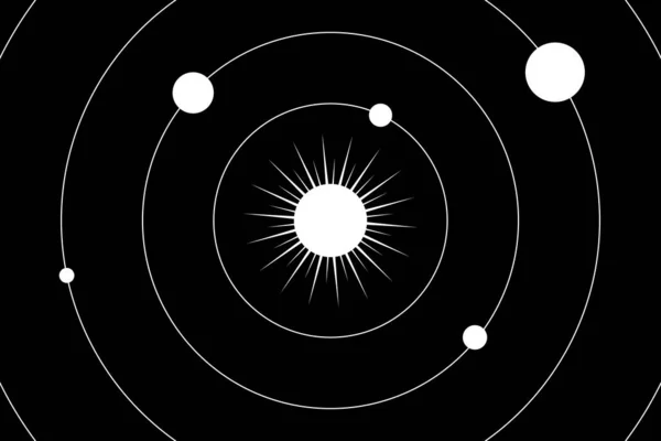 Abstrakte Illustration mit Solaranlage auf schwarzem Hintergrund zur Tapetengestaltung. Sternenuniversum Hintergrund. Planet Erde. Vektorillustration. — Stockvektor