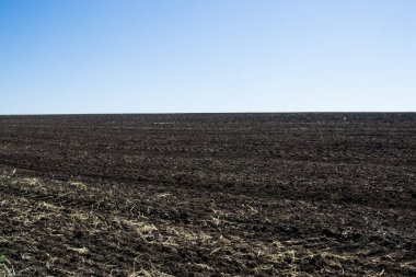 biçilmiş ve sürülmüş tarlanın büyüklüğünün panoramik görüntüsü