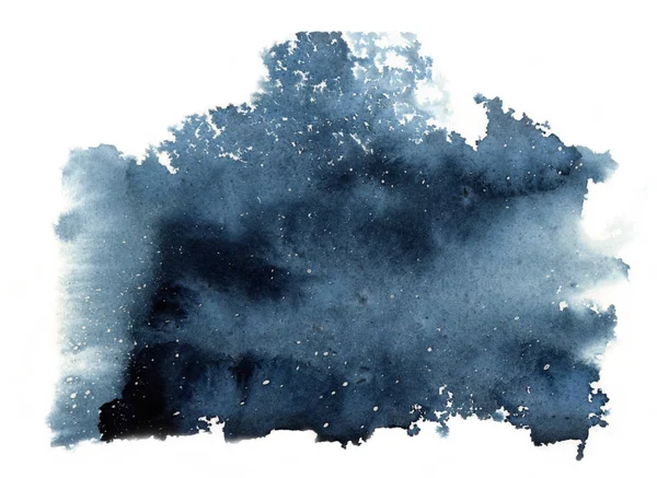 冬季水彩画蓝斑背景 — 图库照片