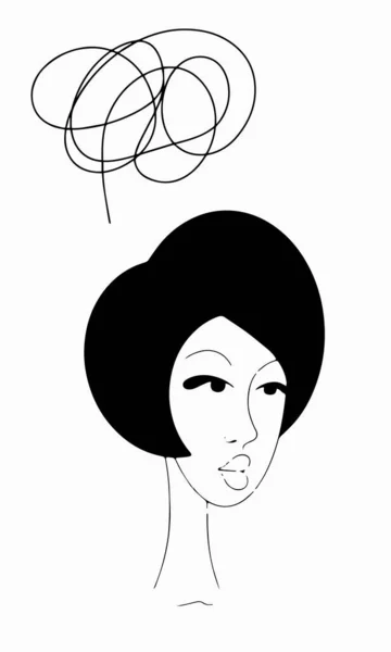 Pensées d'une belle femme style doodle — Image vectorielle