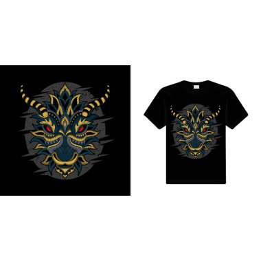 Etnik vektör karanlık arka planda stilize edilmiş ejderha