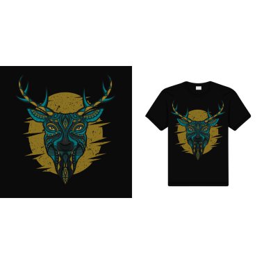 Etnik vektör içinde stilize keçi Ay ile karanlık arka plan