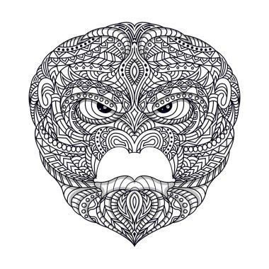 çizgi sanat gorili etnik vektör illüstrasyonunda