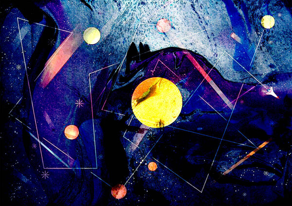 space abstract background in blue