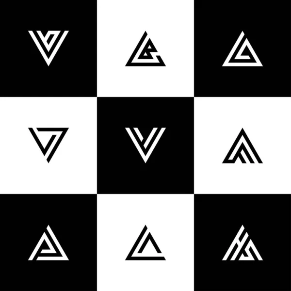 Définir Triangle Lettres Logo Icône Conception Vectoriel Modèle — Image vectorielle