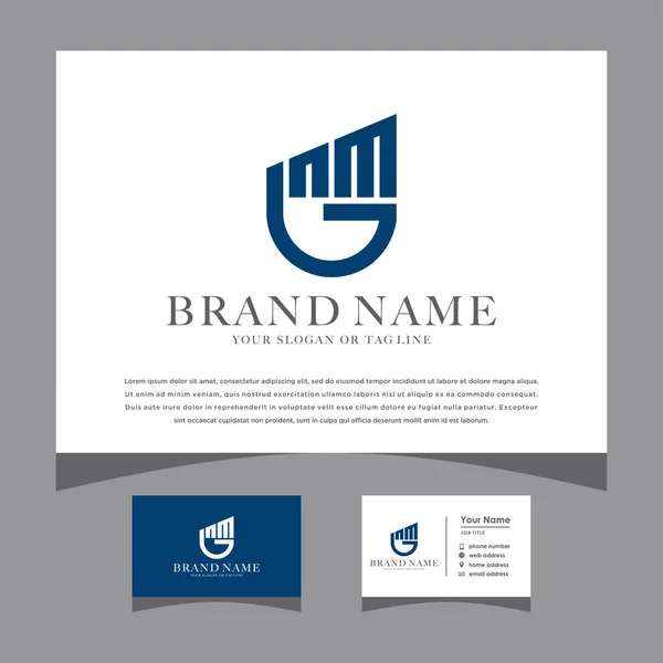 Initials Gnm Logo Business Card Vector Template — Stock Vector