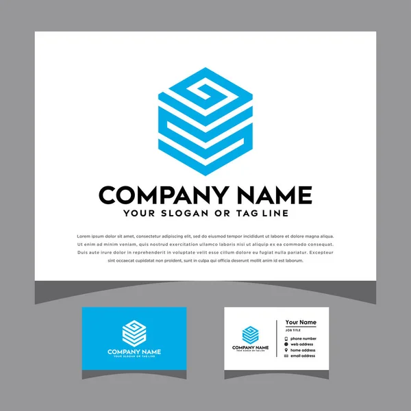 Initials Logo Business Card Vector Template — Stock Vector