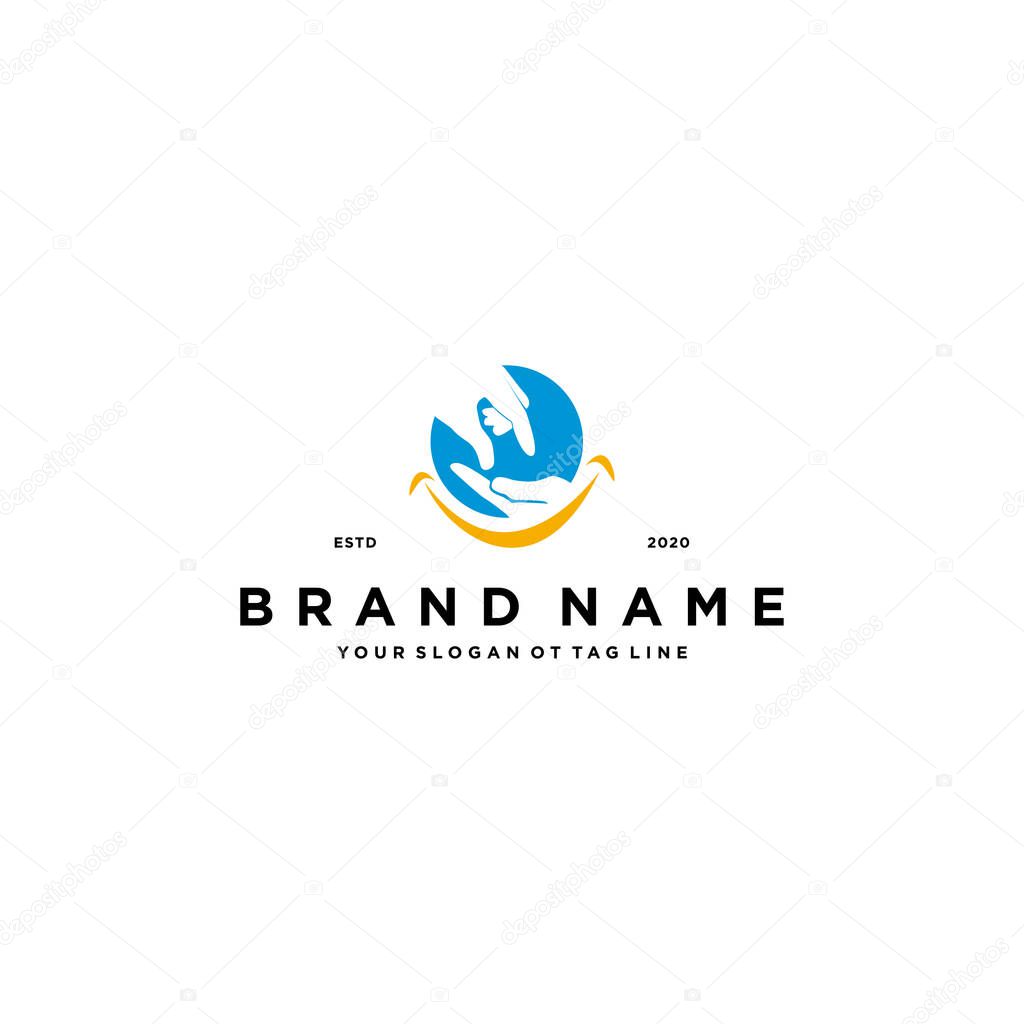 Hand giving logo design vector template